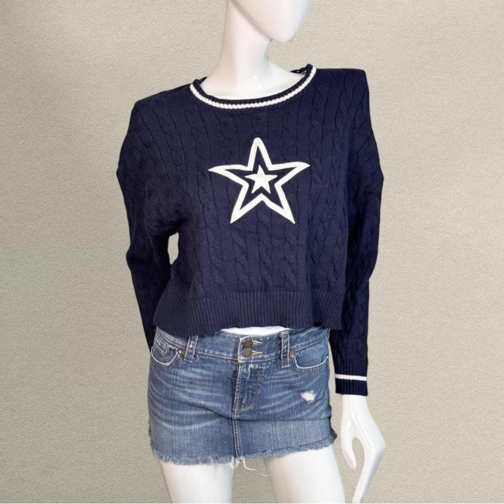 Charlotte Russe Navy Cable Knit Star Sweater – Bloquette Coquette Style – Size M